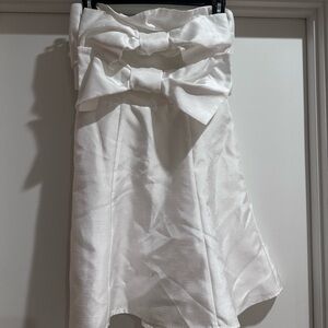 Anthropologie White Strapless Dress with Double Bow Detail - UNWORN